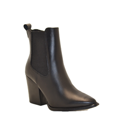 TRONCHETTO A PUNTA CON TACCO E ELASTICO IN PELLE NERO